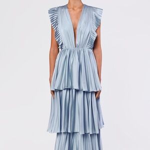 NWT True Decadence Blue Silk Tiered Dress
